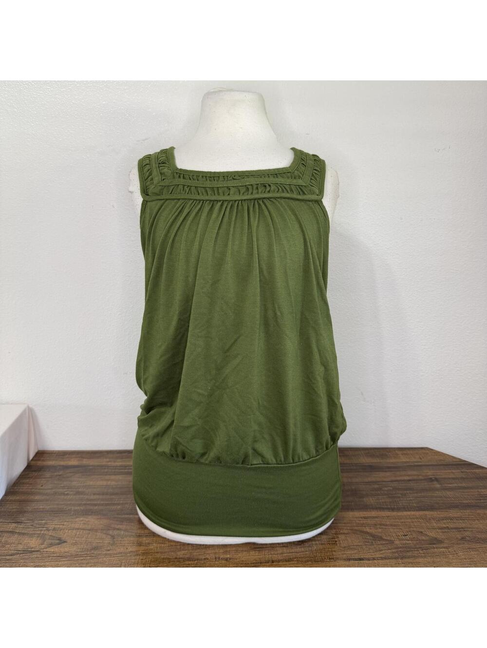 Volume 1 Women's Olive Green Sleeveless Tunic Top